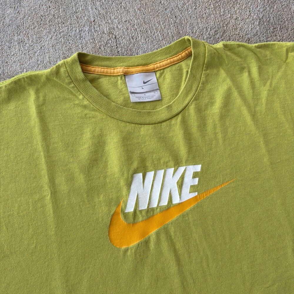 Vintage y2k Silver Tag Nike Slime Green T Shirt Large